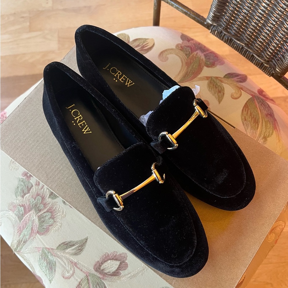 J. Crew Factory Black Velvet Loafers